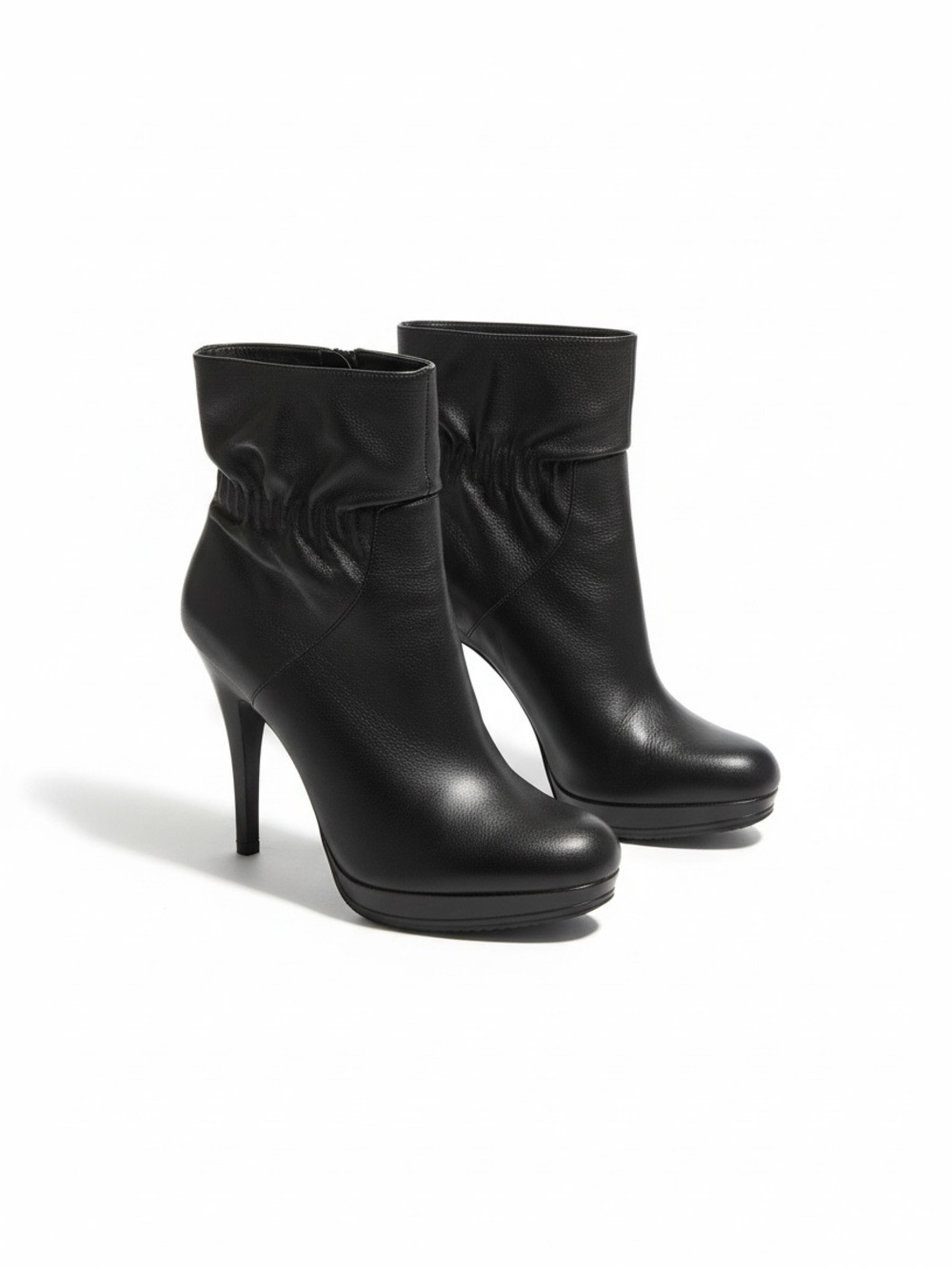 🔥 Michael Kors Black Ruched Webster Nappa Leather Platform Ankle Boots – Size 8